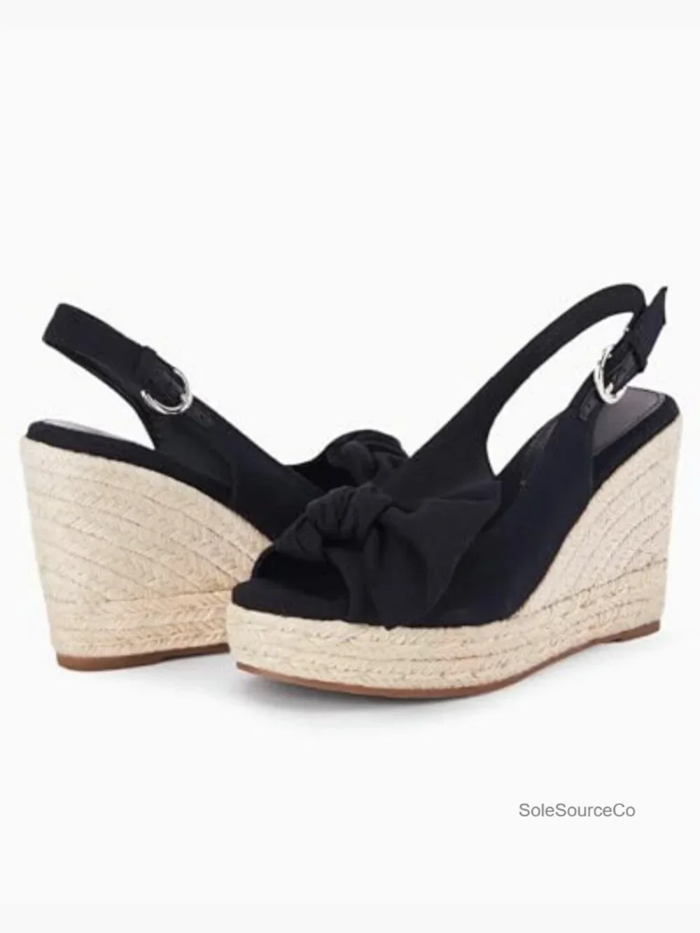Women's Peep Toe Wedge Espadrille Sandals Slingback Platform Heels Bowknot